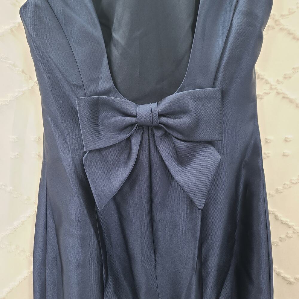 Alfred Sung D770 midnight navy sleeveless satin trumpet gown Size 18 black tie - Picture 10 of 16